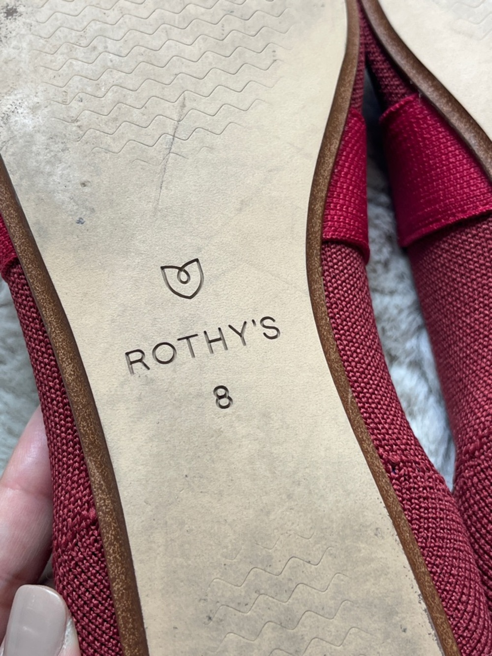 Rothys Cinnamon The Mary Jane Red Bow Point Flats Maroon Ribbon Tie Loafer 8 - Picture 9 of 14